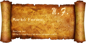 Markó Ferenc névjegykártya